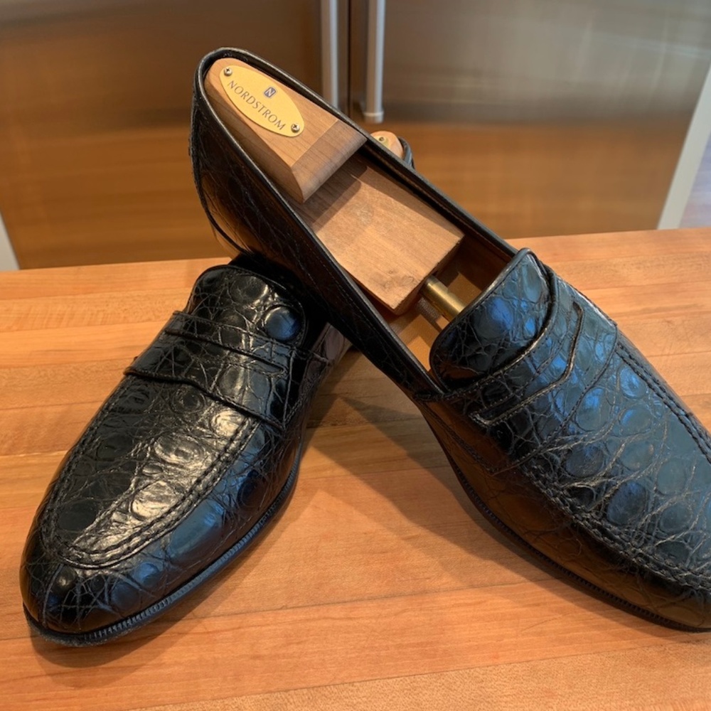 Alligator Salvatore Ferragamo penny loafers